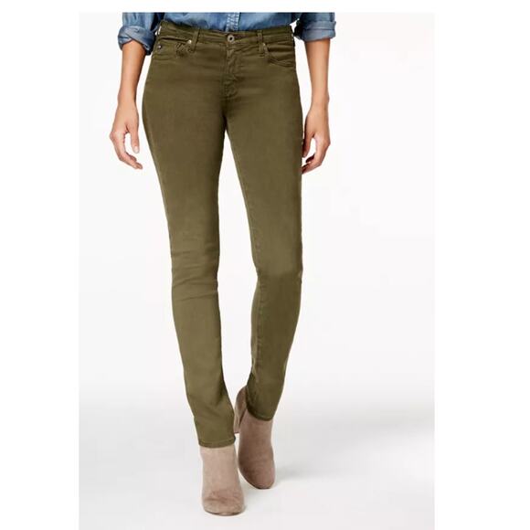 AG Adriano Goldschmied Sulfur Dark Moss Sateen Mid Rise Cigarette Leg Size 32 - Picture 3 of 7